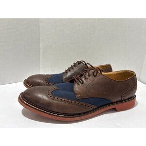 Cole Haan Brown & Blue Leather Mens Wingtip brogue Derby Dress Shoes Size 13